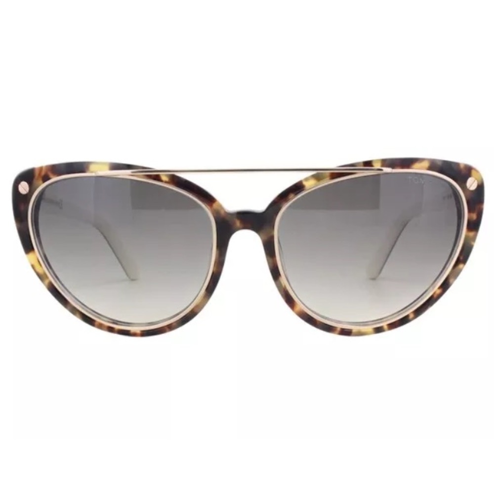 Tom Ford TF 384 56B Edita Havana Cream Grey Fade - Picture 4 of 7
